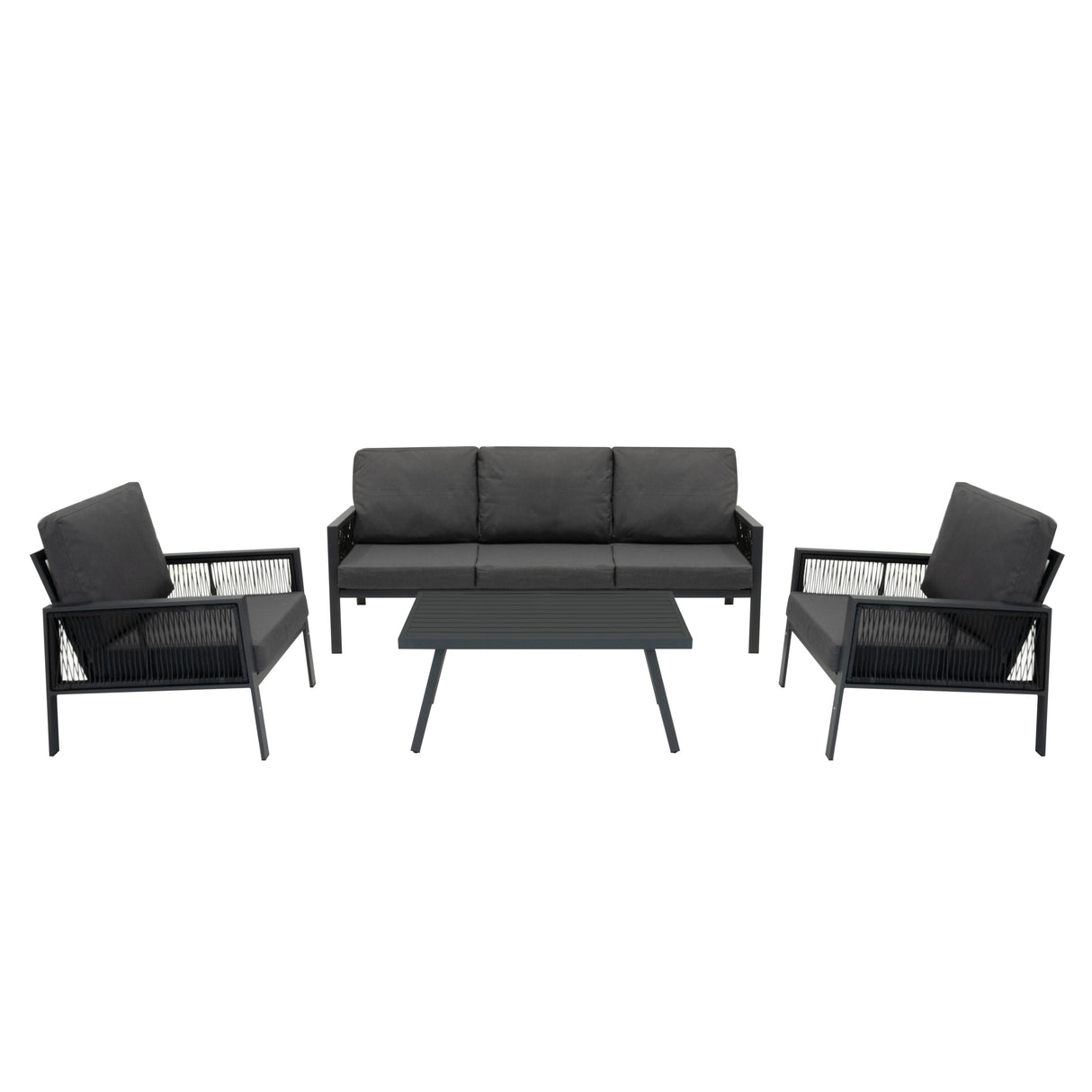 Aluminium 4-Delige Loungeset - Antraciet Grijs
