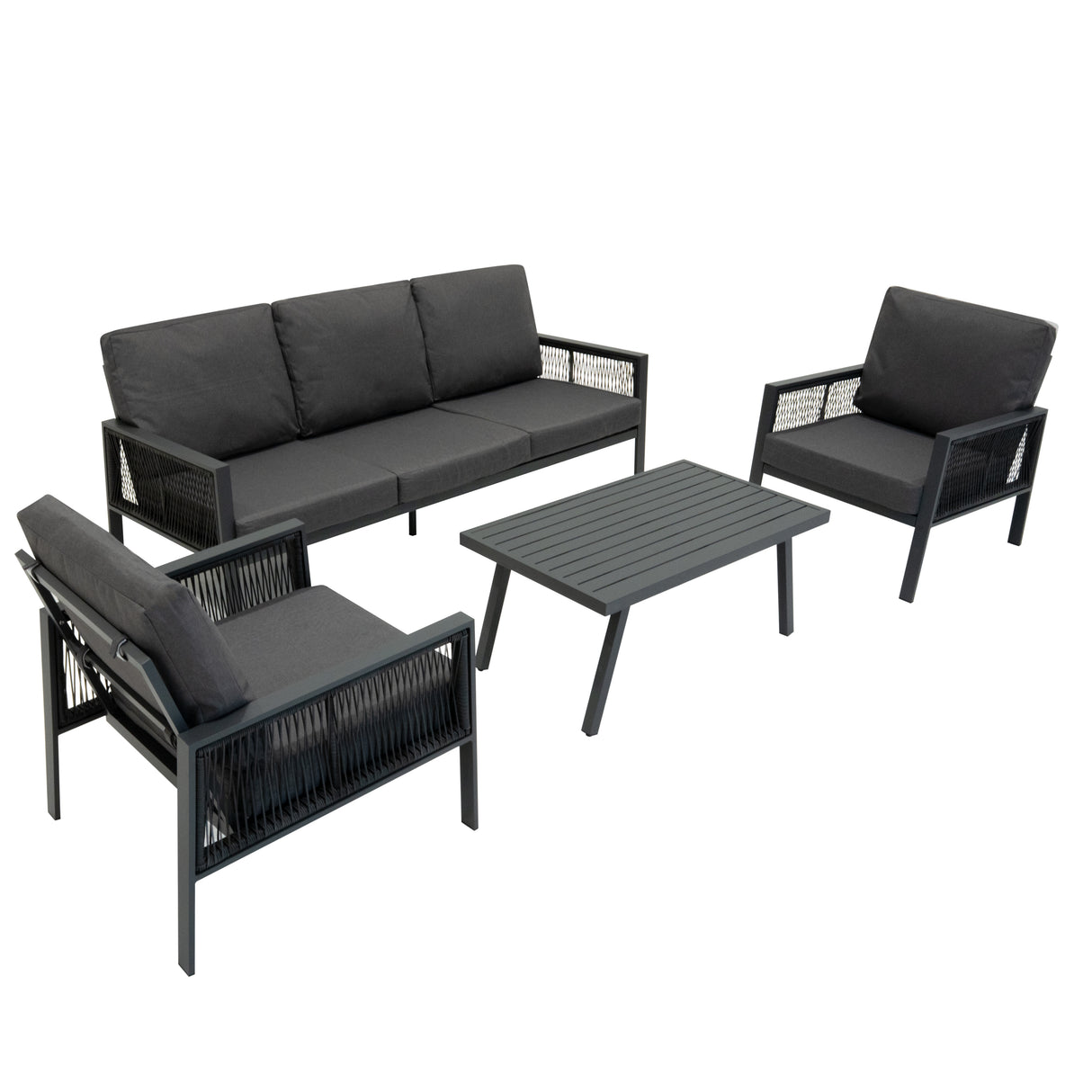 Aluminium 4-Delige Loungeset - Antraciet Grijs