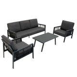 Aluminium 4-Delige Loungeset - Antraciet Grijs
