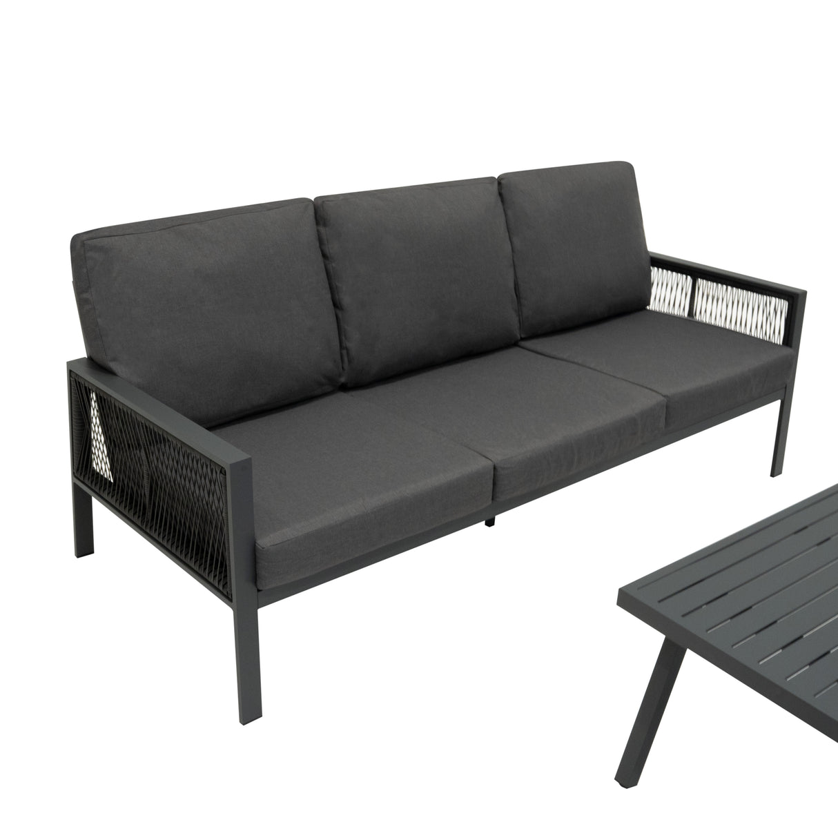 Aluminium 4-Delige Loungeset - Antraciet Grijs