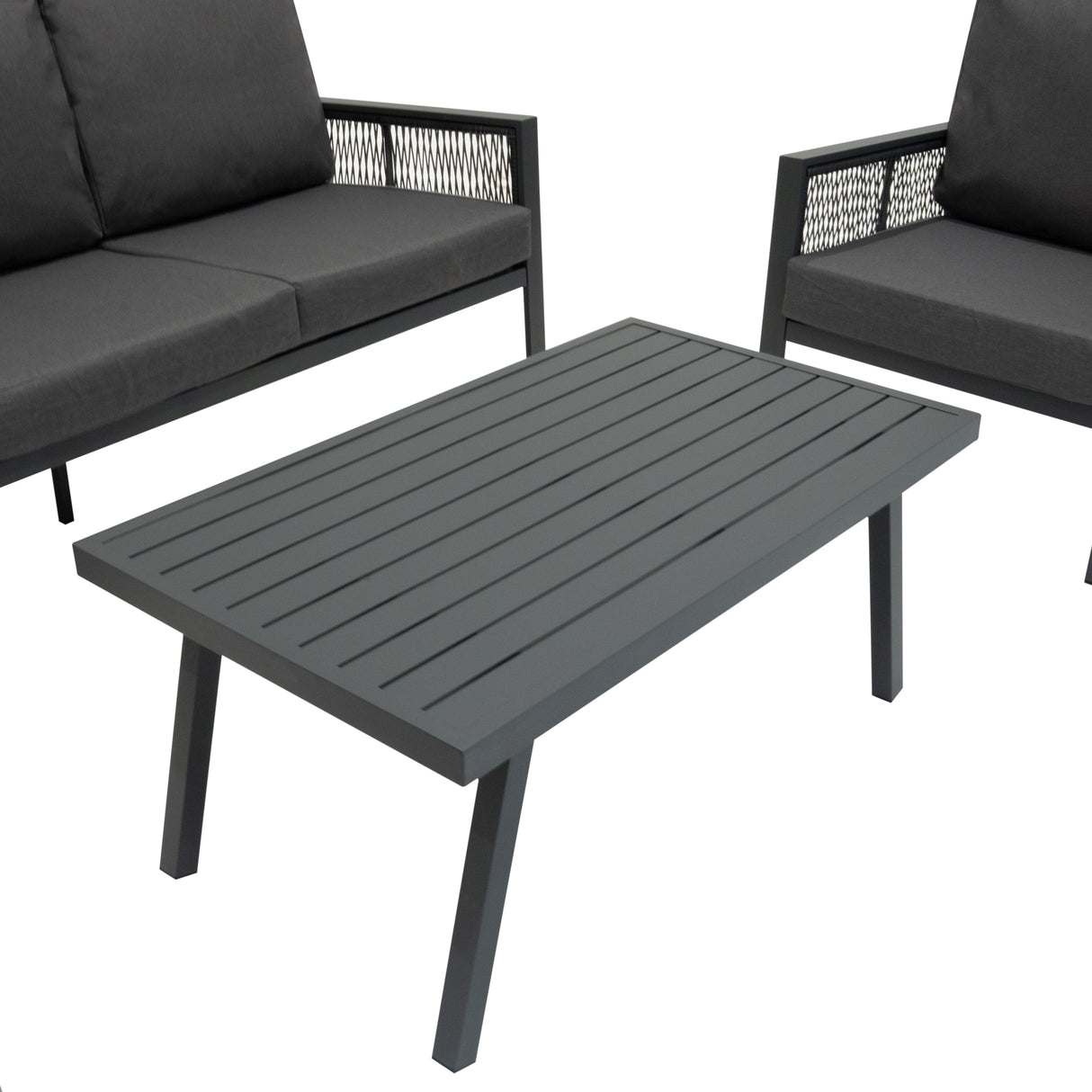 Aluminium 4-Delige Loungeset - Antraciet Grijs