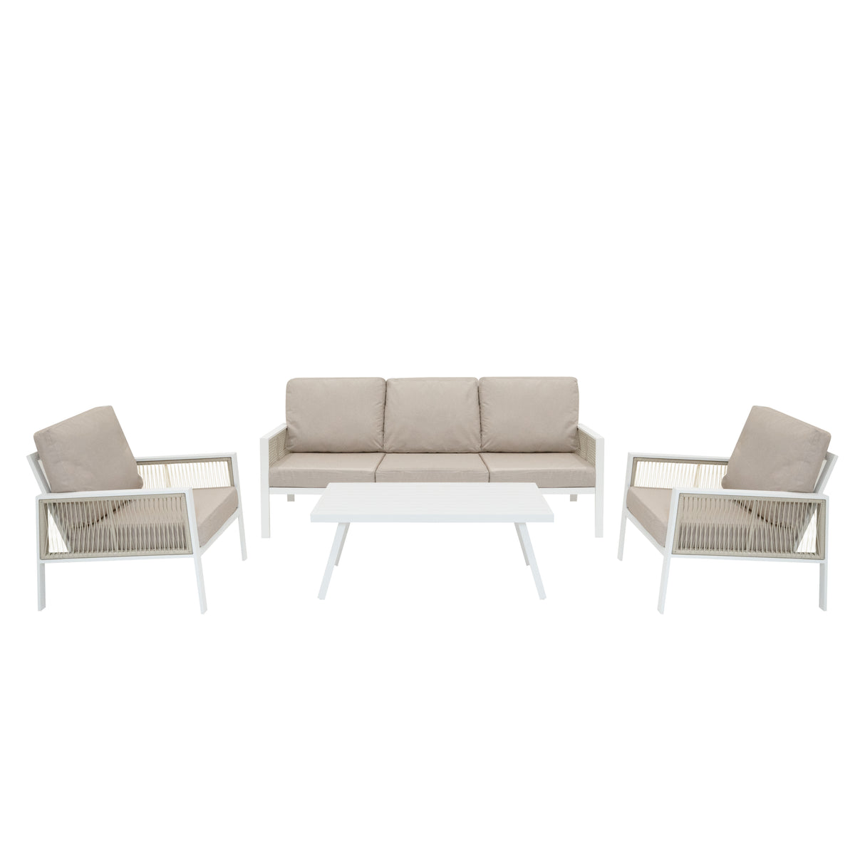 Aluminium 4-Delige Loungeset - Wit