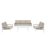 Aluminium 4-Delige Loungeset - Wit