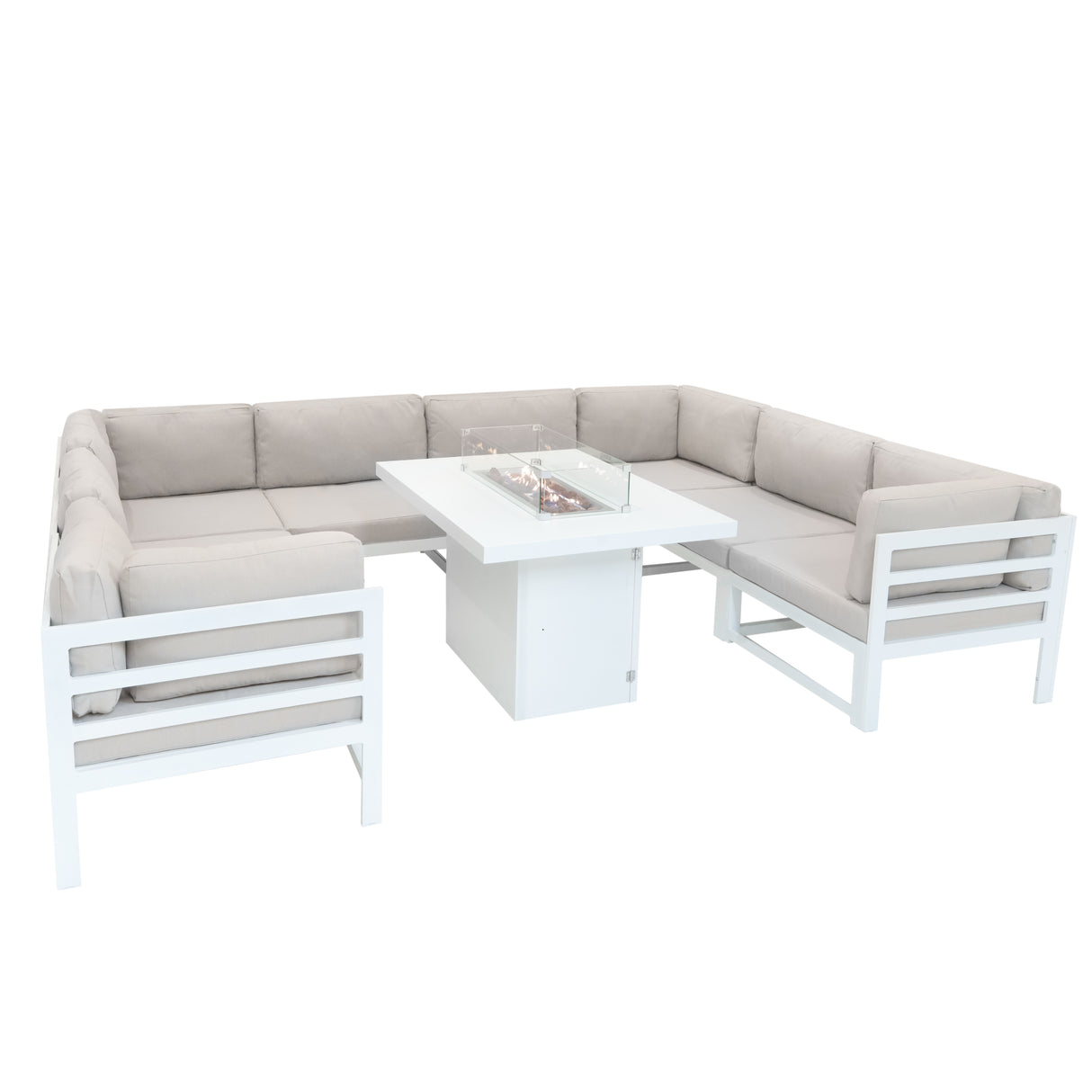 Modulaire Tuinmeubelset met Vuurschaal Wit