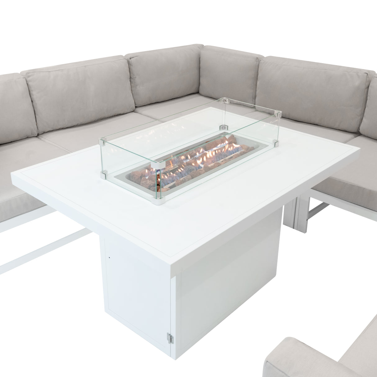 Modulaire Tuinmeubelset met Vuurschaal Wit