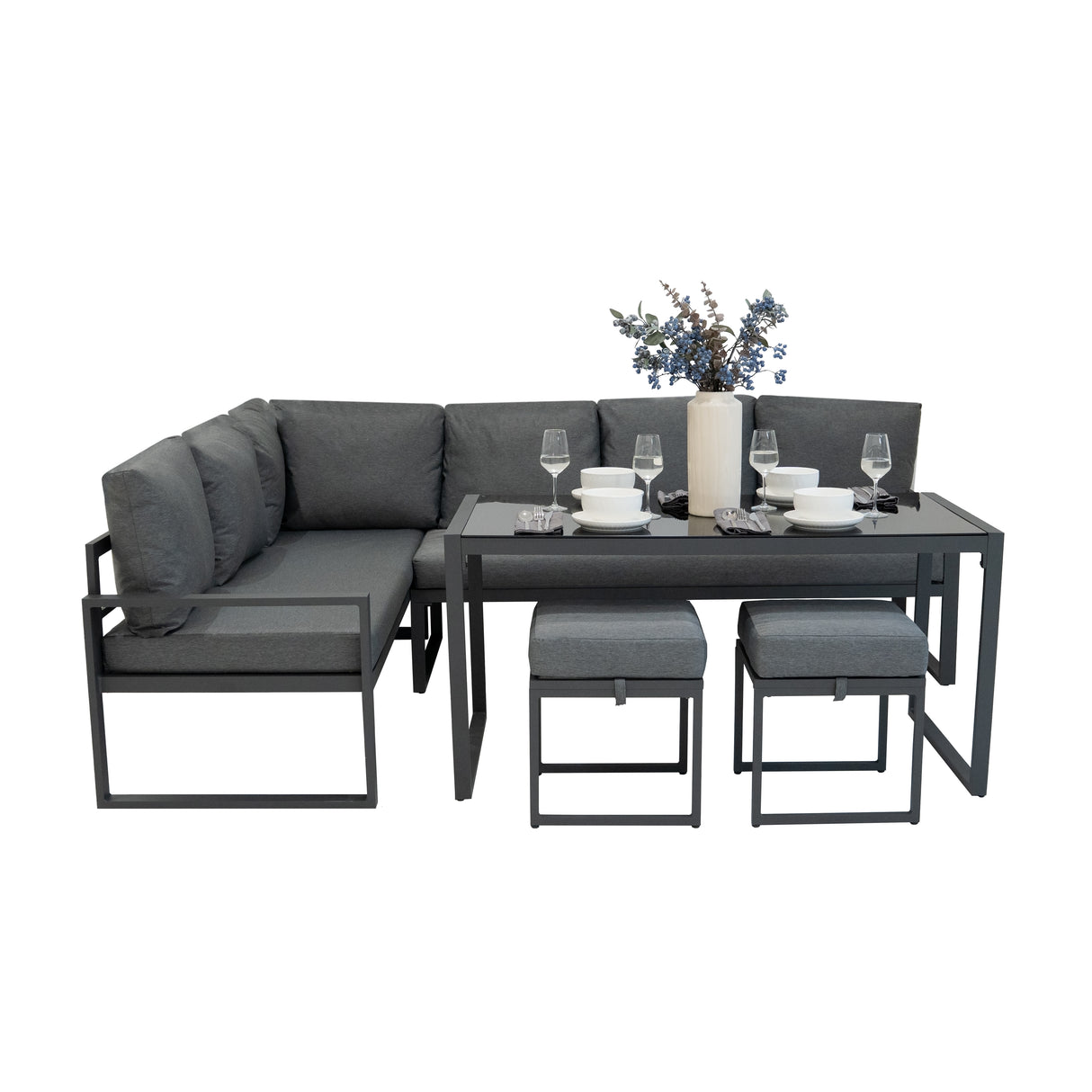 Aluminium Hoek Loungeset - Antraciet Grijs