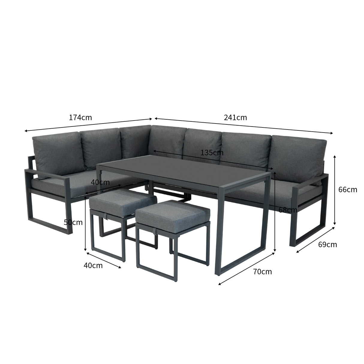 Aluminium Hoek Loungeset - Antraciet Grijs