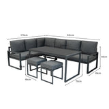Aluminium Hoek Loungeset - Antraciet Grijs