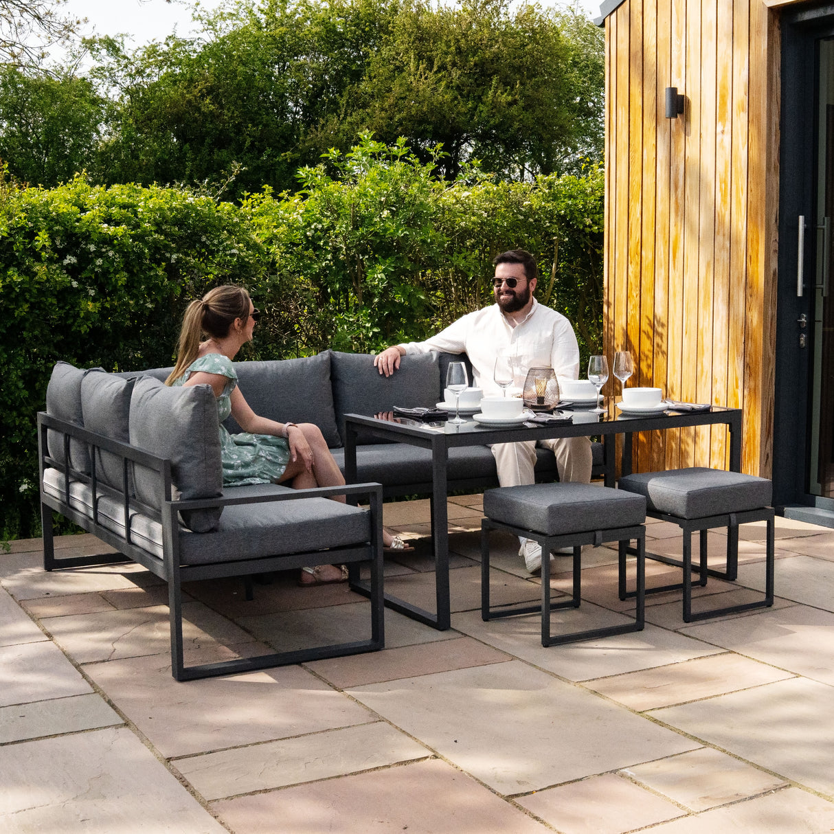 Aluminium Hoek Loungeset - Antraciet Grijs