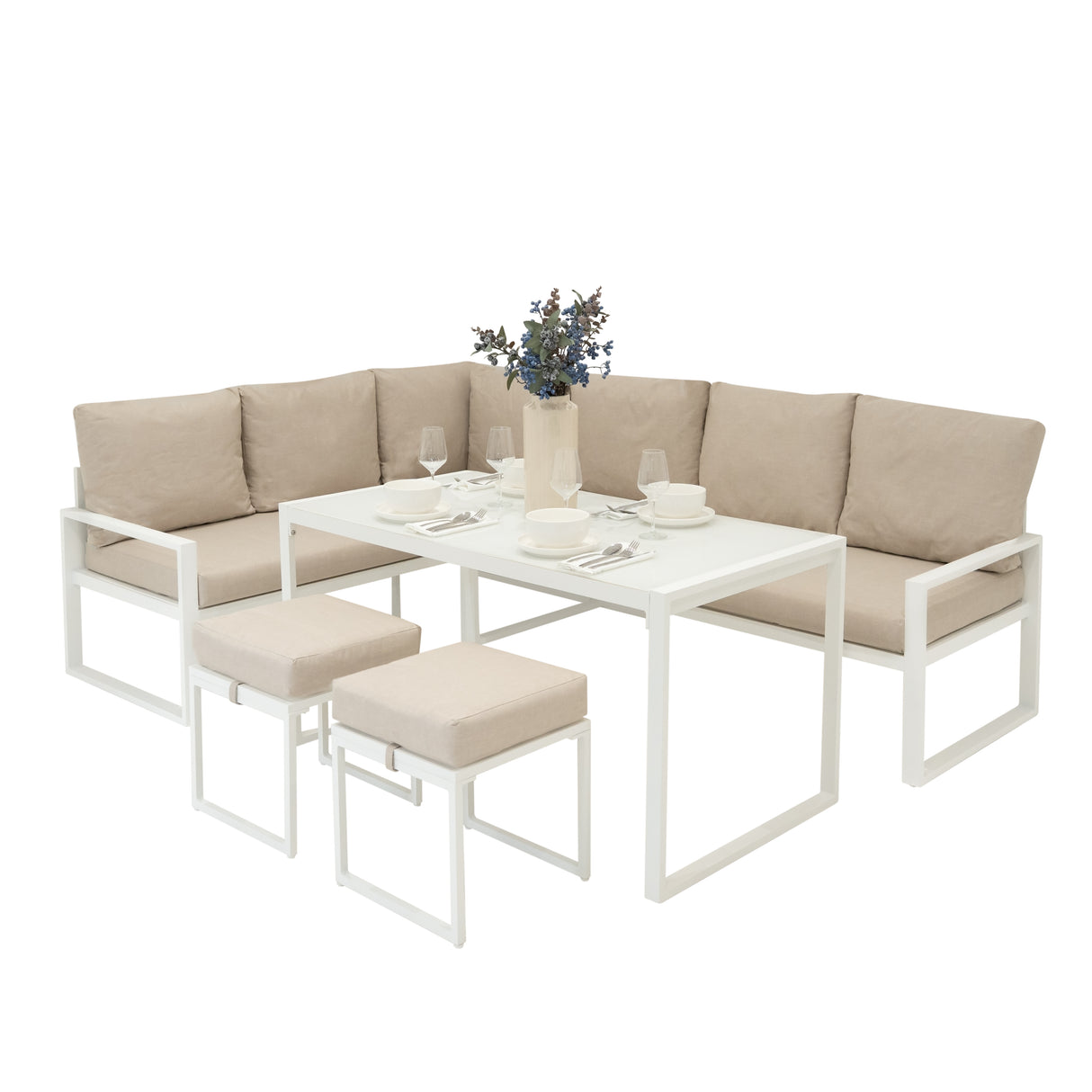 Aluminium Hoek Loungeset - Wit