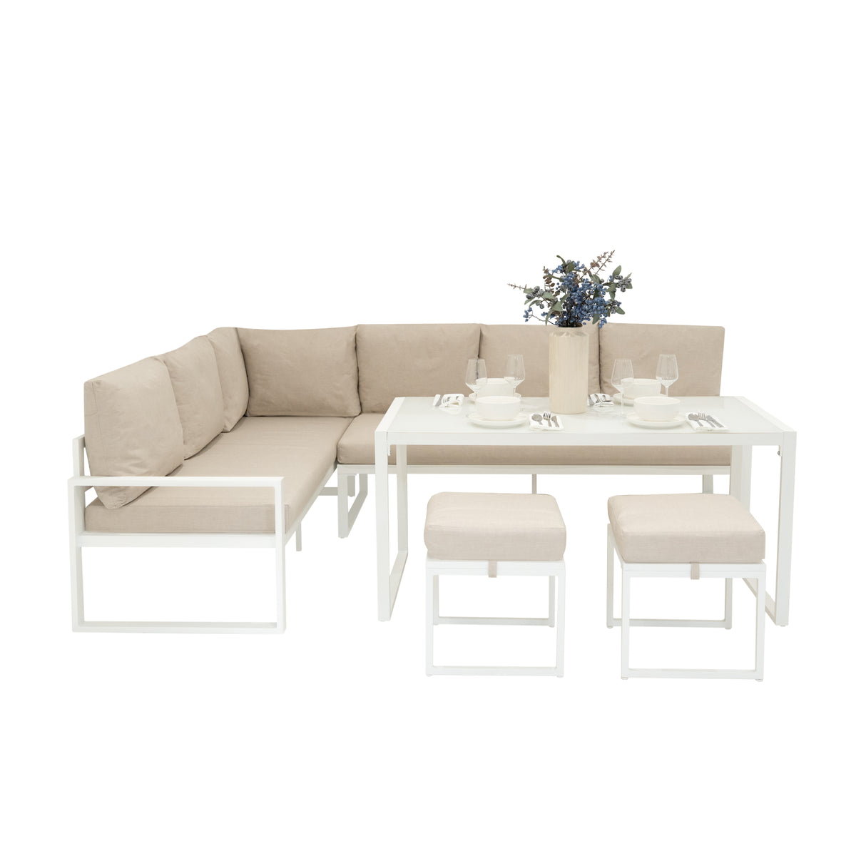 Aluminium Hoek Loungeset - Wit