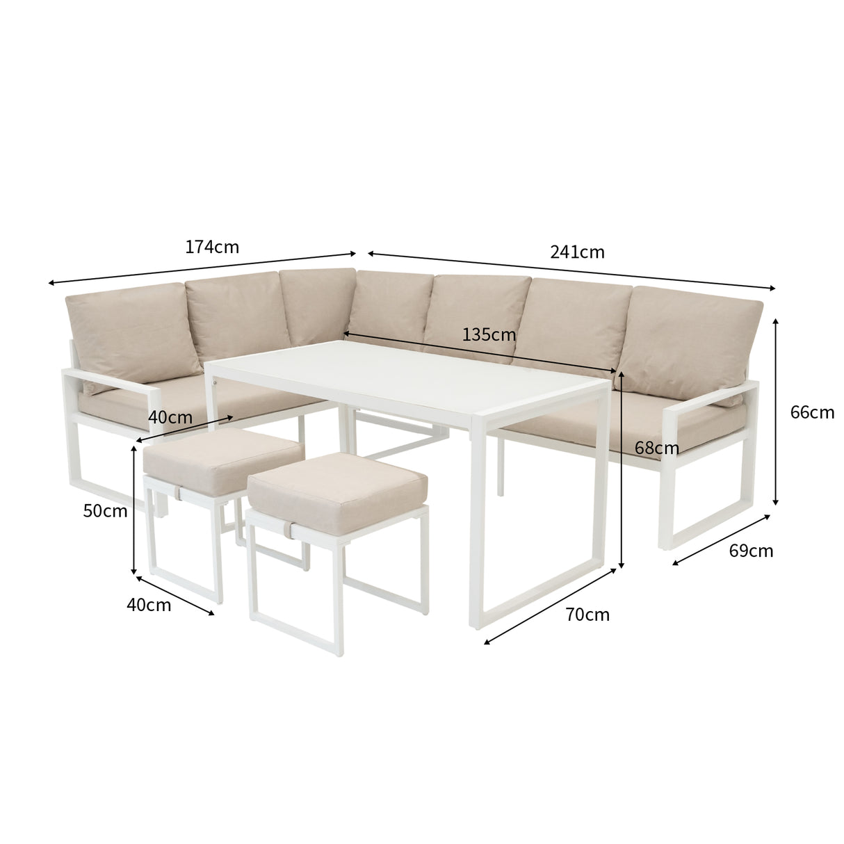 Aluminium Hoek Loungeset - Wit