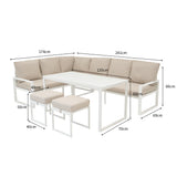 Aluminium Hoek Loungeset - Wit