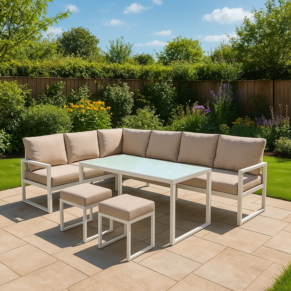 Aluminium Hoek Loungeset - Wit