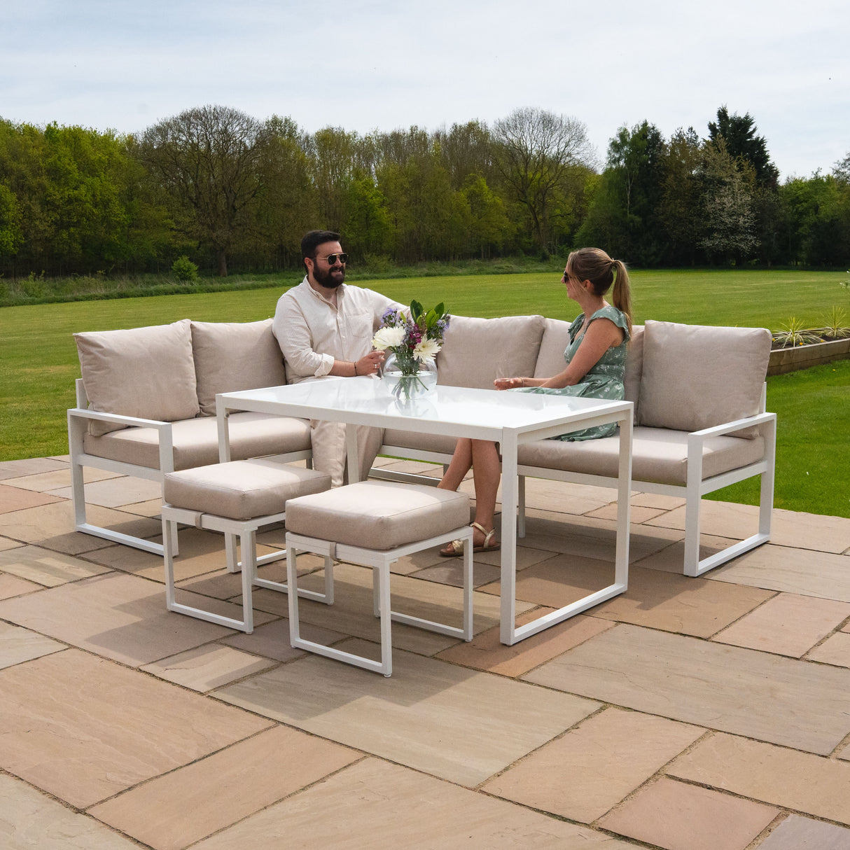 Aluminium Hoek Loungeset - Wit