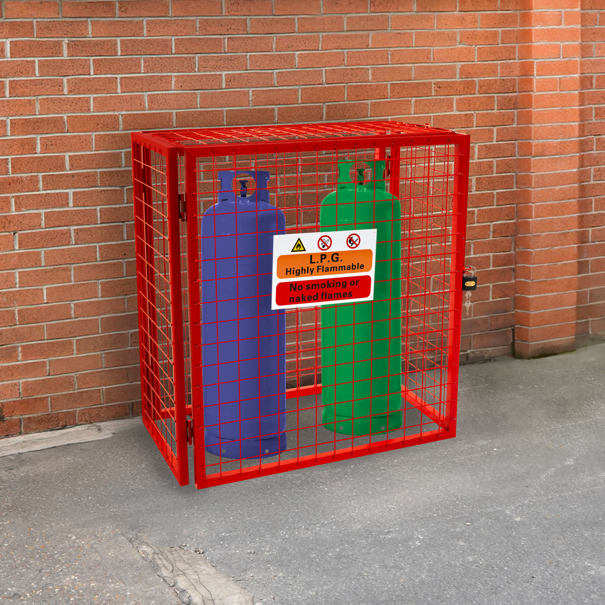 Opvouwbare Gaas Opslagkooi voor Gasflessen Rood – 90cm x 80cm x 43cm