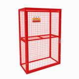 Opvouwbare gaas opslagkooi voor gasflessen in felrood met metalen structuur, afmetingen 181 cm x 116 cm x 57 cm, veilig en stevig