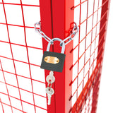 Rode opvouwbare gaas opslagkooi voor gasflessen met een slot en sleutel, ideaal voor veilige opslag en bescherming van flessen