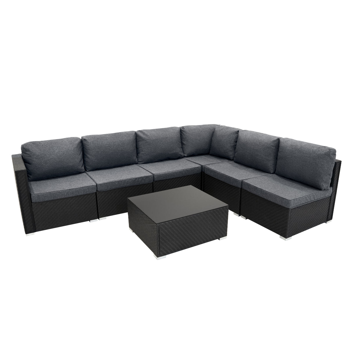 Serafina Rotan Modulaire 7-delige Meubelset - Zwart