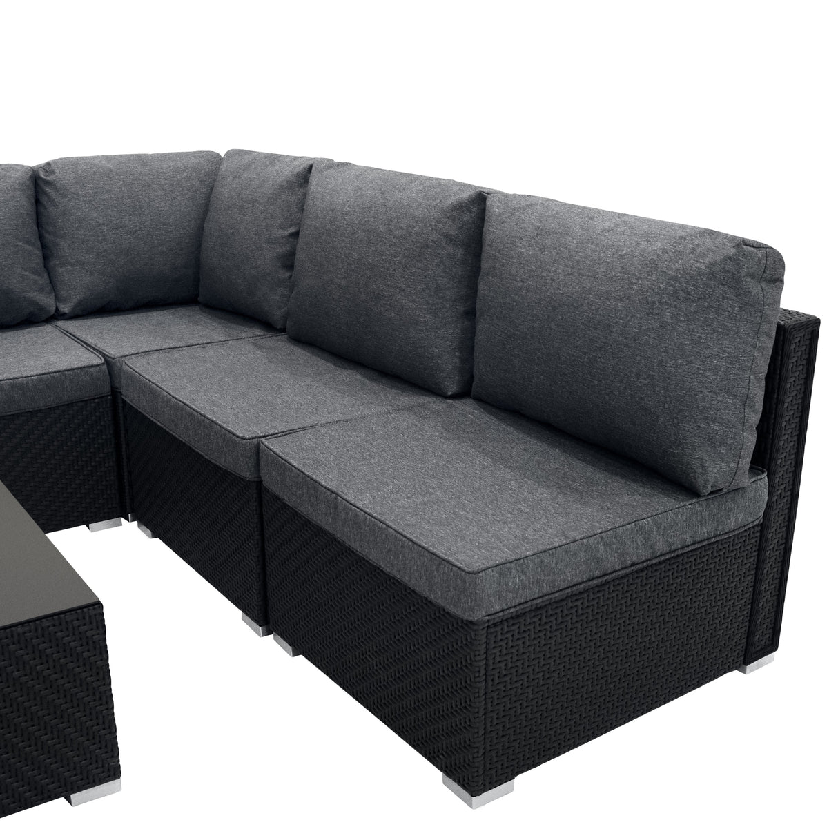Serafina Rotan Modulaire 7-delige Meubelset - Zwart