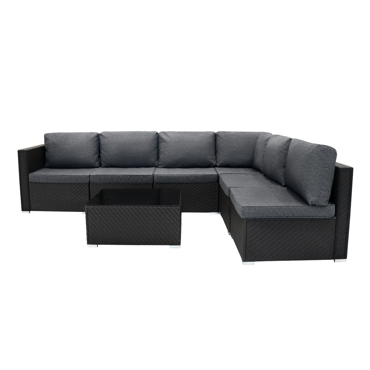 Serafina Rotan Modulaire 7-delige Meubelset - Zwart