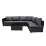 Serafina Rotan Modulaire 7-delige Meubelset - Zwart