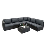 Serafina Rotan Modulaire 7-delige Meubelset - Zwart
