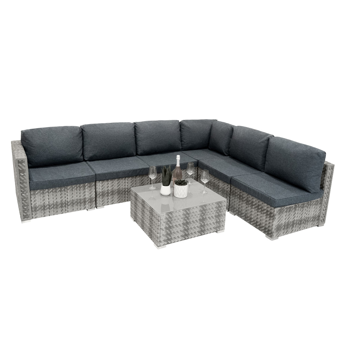 Rotan Modulaire 7-delige Meubelset - Grijs