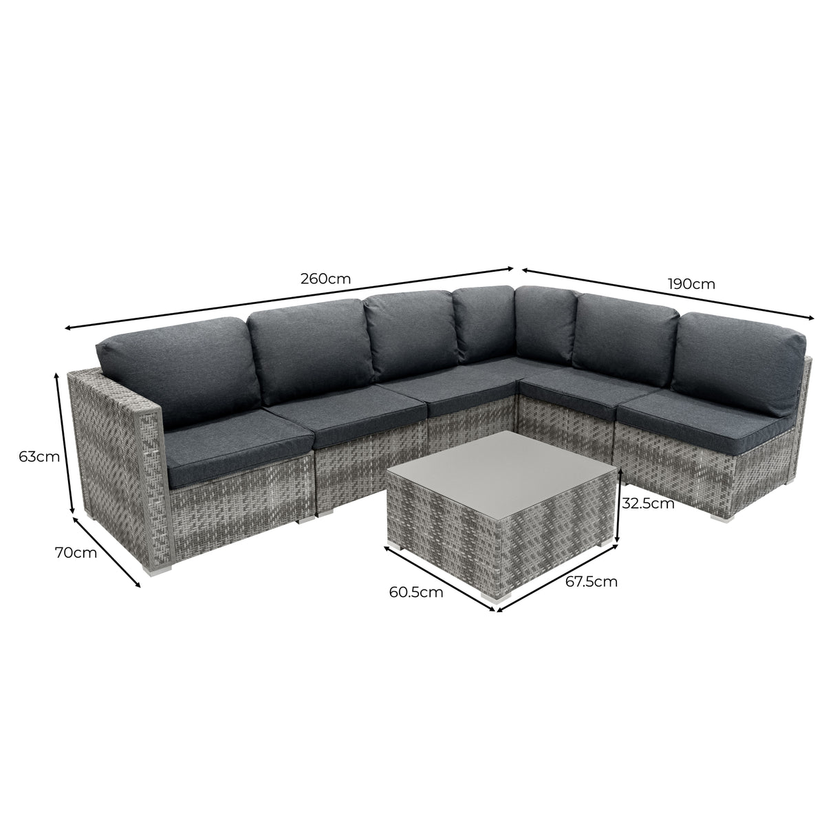 Rotan Modulaire 7-delige Meubelset - Grijs