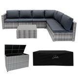 Rotan Modulaire 7-Delige Meubelset & 700L Opbergbox - Grijs