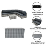 Rotan Modulaire 7-Delige Meubelset & 996L Opbergbox - Grijs