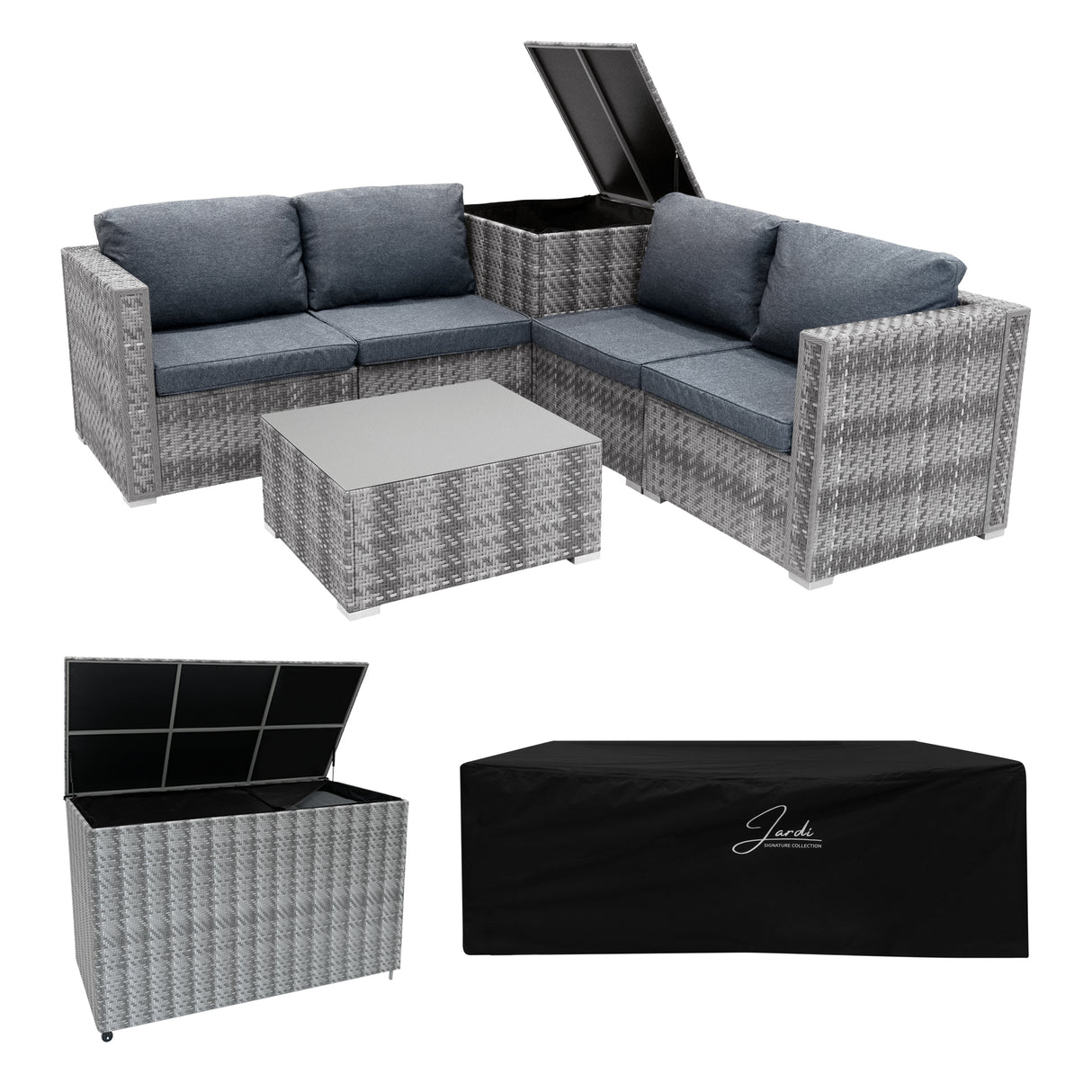 Marielle Rotan Modulaire 6-Delige Meubelset & 700L Opbergbox - Grijs