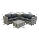 Marielle Rotan Modulaire 6-Delige Meubelset & 700L Opbergbox - Grijs