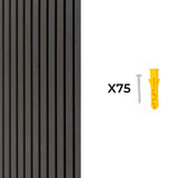 Akoestische Wandpanelen met Lamellen x 3 – Antraciet Grijs