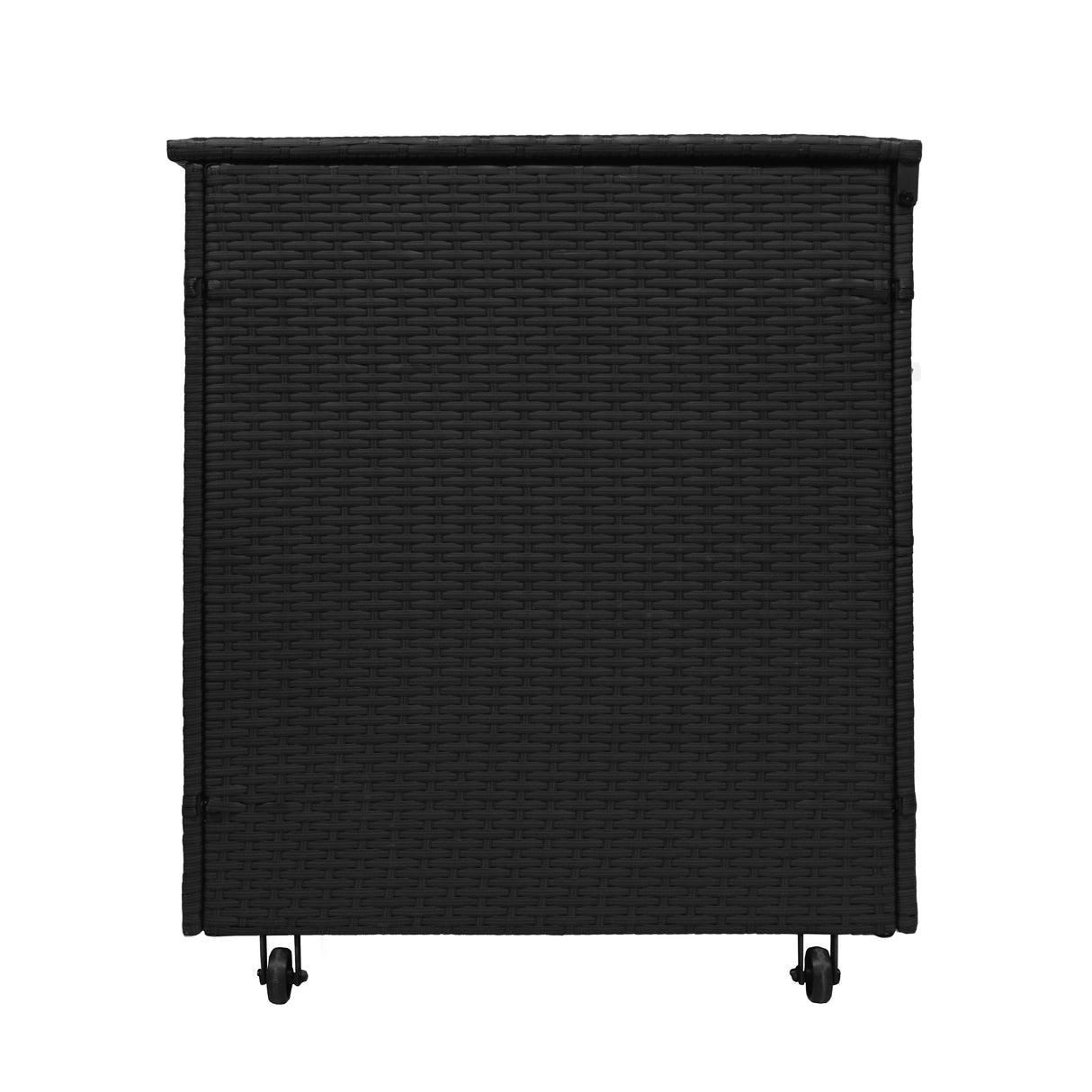Aluminium Hoek Loungeset met Zwarte Rotan Opbergbox - Houteffect