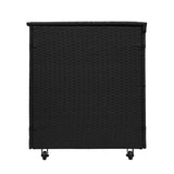 Aluminium Hoek Loungeset met Zwarte Rotan Opbergbox - Houteffect