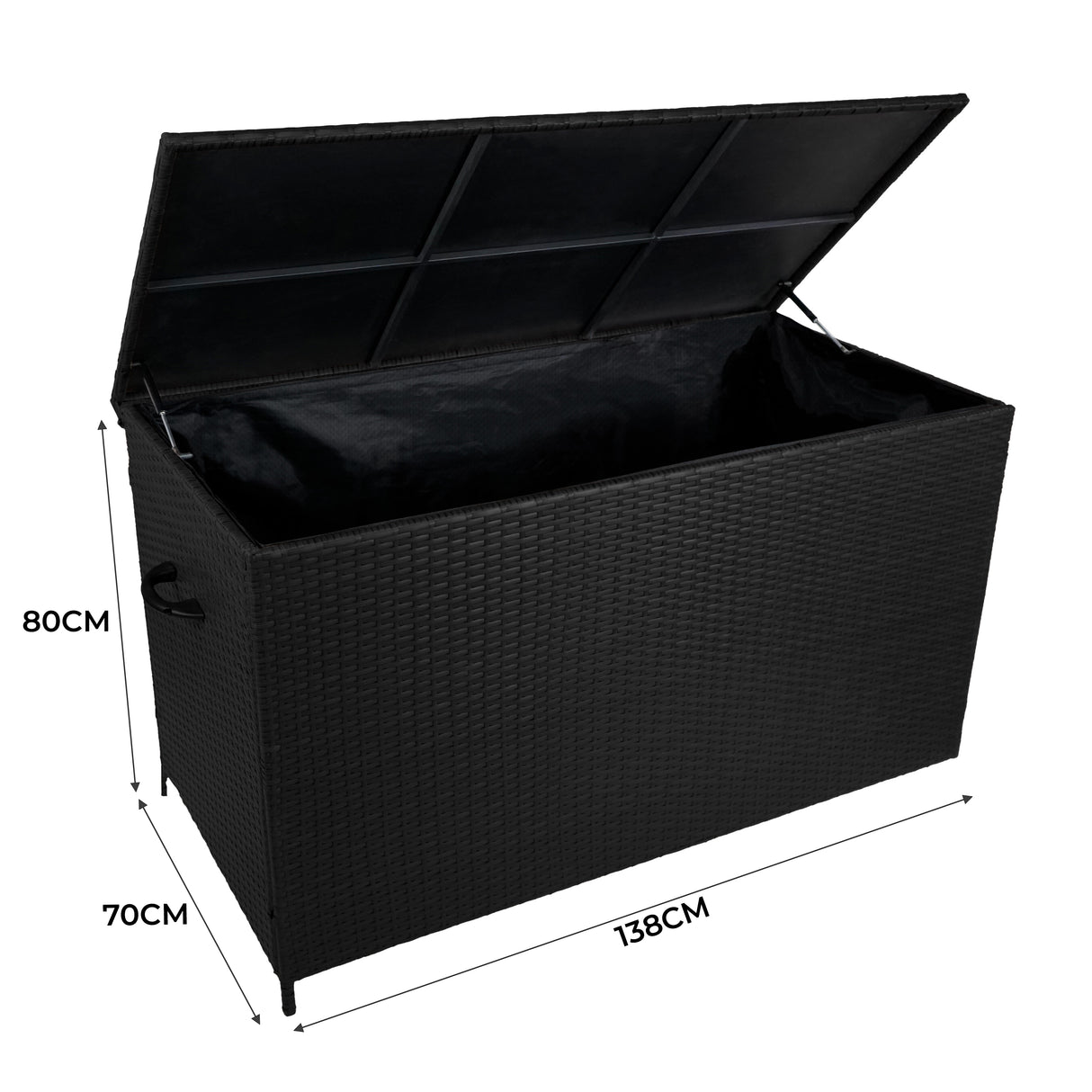 Aluminium Hoek Loungeset met Zwarte Rotan Opbergbox - Houteffect