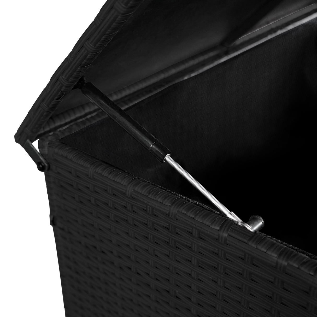 Aluminium Hoek Loungeset met Zwarte Rotan Opbergbox - Houteffect