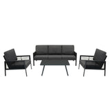 Antraciet 4-Delige Loungeset Met Zwarte Parasol & Voet