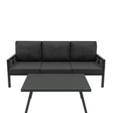 Antraciet 4-Delige Loungeset Met Zwarte Parasol & Voet