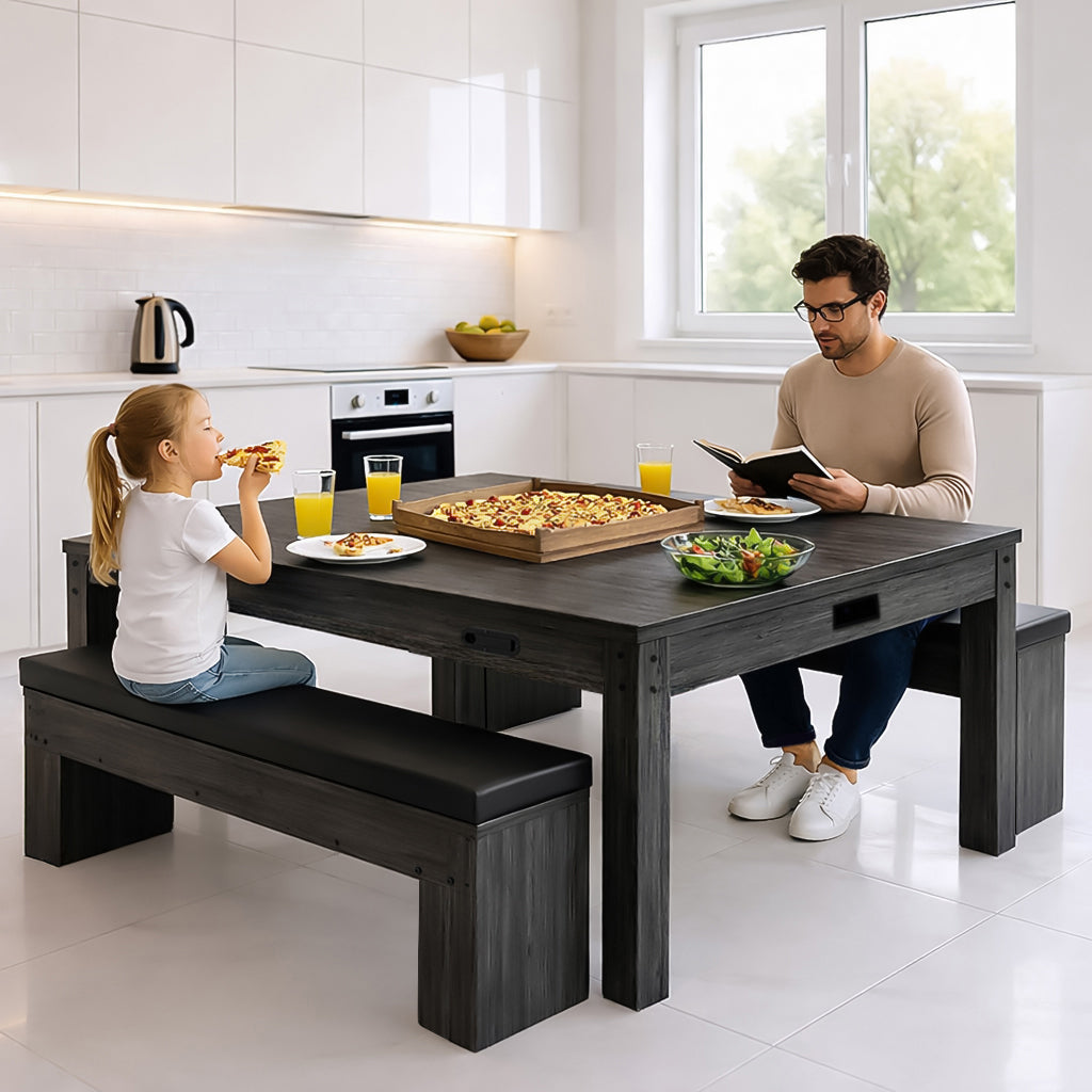 7-in-1 Multispeltafel & x2 Opbergbank - Grijs