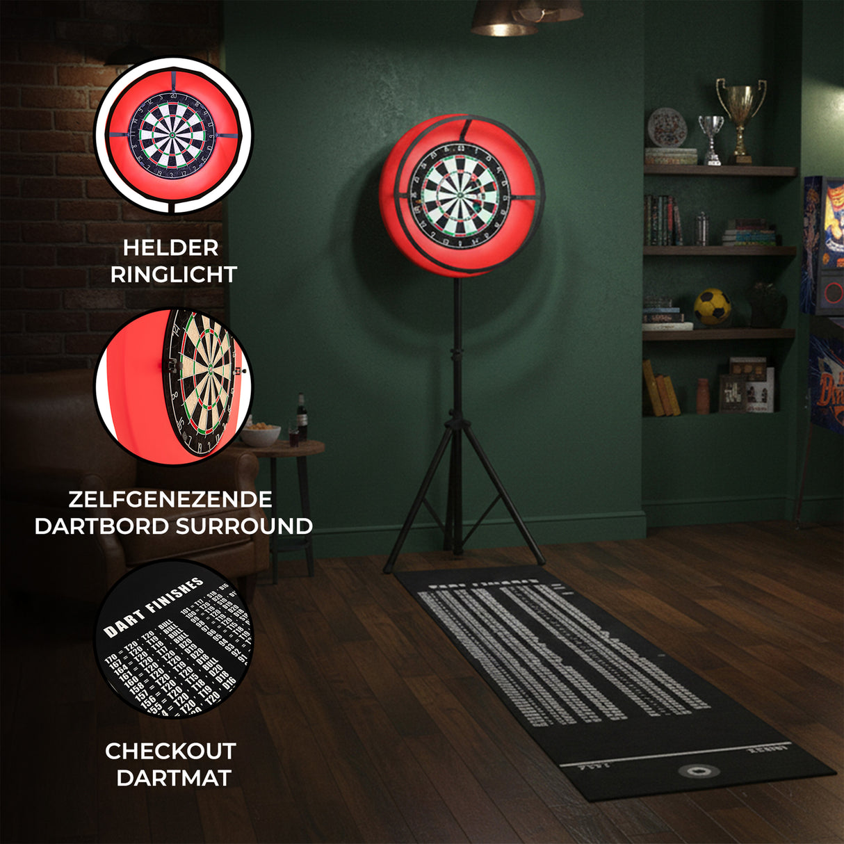 Dartbord Set met LED Surround