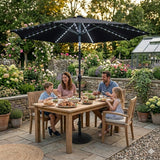 LED Kantelbare Stokparasol 2.7 m - Zwart