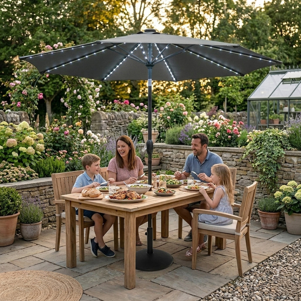 LED Kantelbare Stokparasol 2.7 m - Grijs