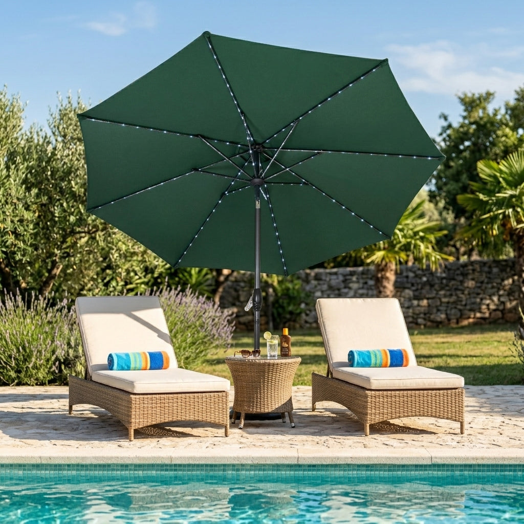 LED Kantelbare Stokparasol 2.7 m - Groen