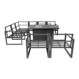 Aluminium 7-zits Loungeset met Vuurtafel