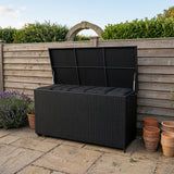 Rotan Kussen Opbergbox 700 L - Zwart