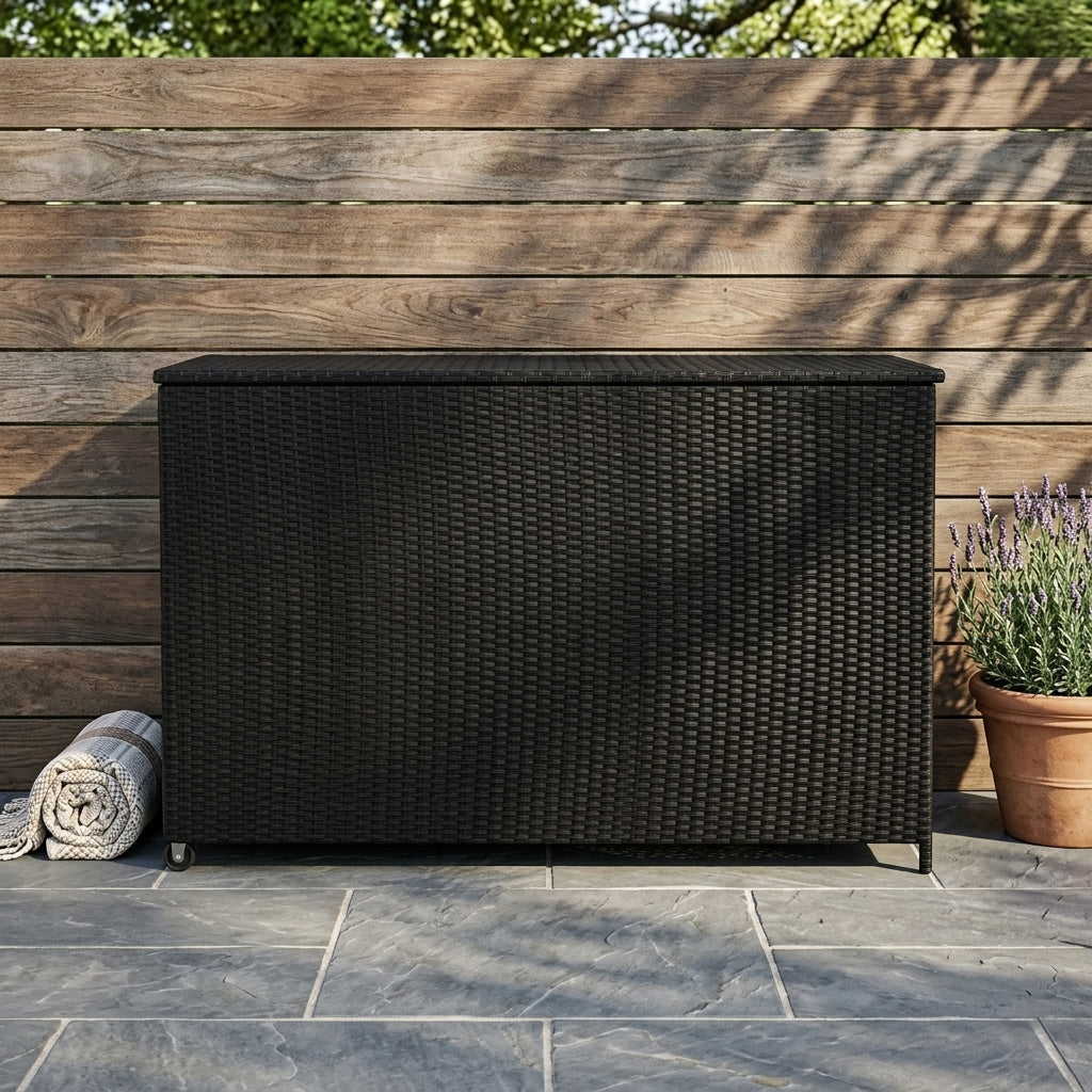 Rotan Kussen Opbergbox 996 L - Zwart