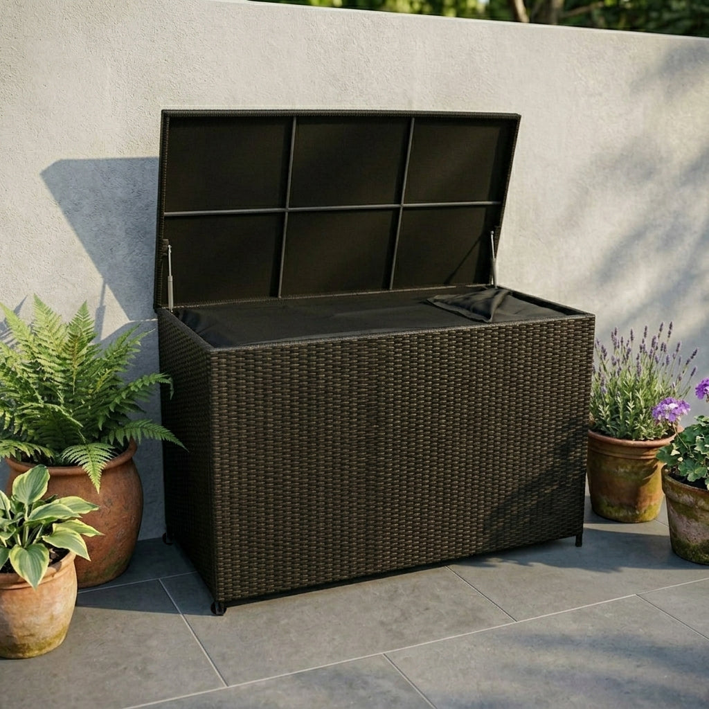 Rotan Kussen Opbergbox 996 L - Zwart