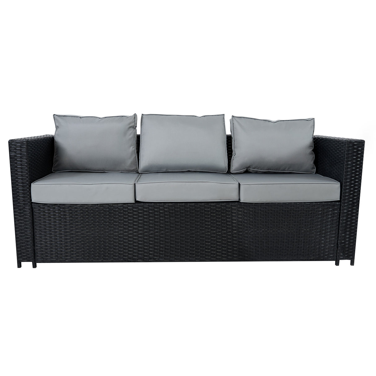 8-Zitplekken Rotan Loungeset met Vuurtafel - Zwart